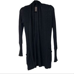 Anthropologie‎ Guinevere Black Open Cardigan with Pockets Sz XS